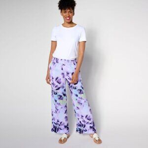 Denim and Co Beach Regular Woven Crepe Ruffled Hem Beach Pant NWOT